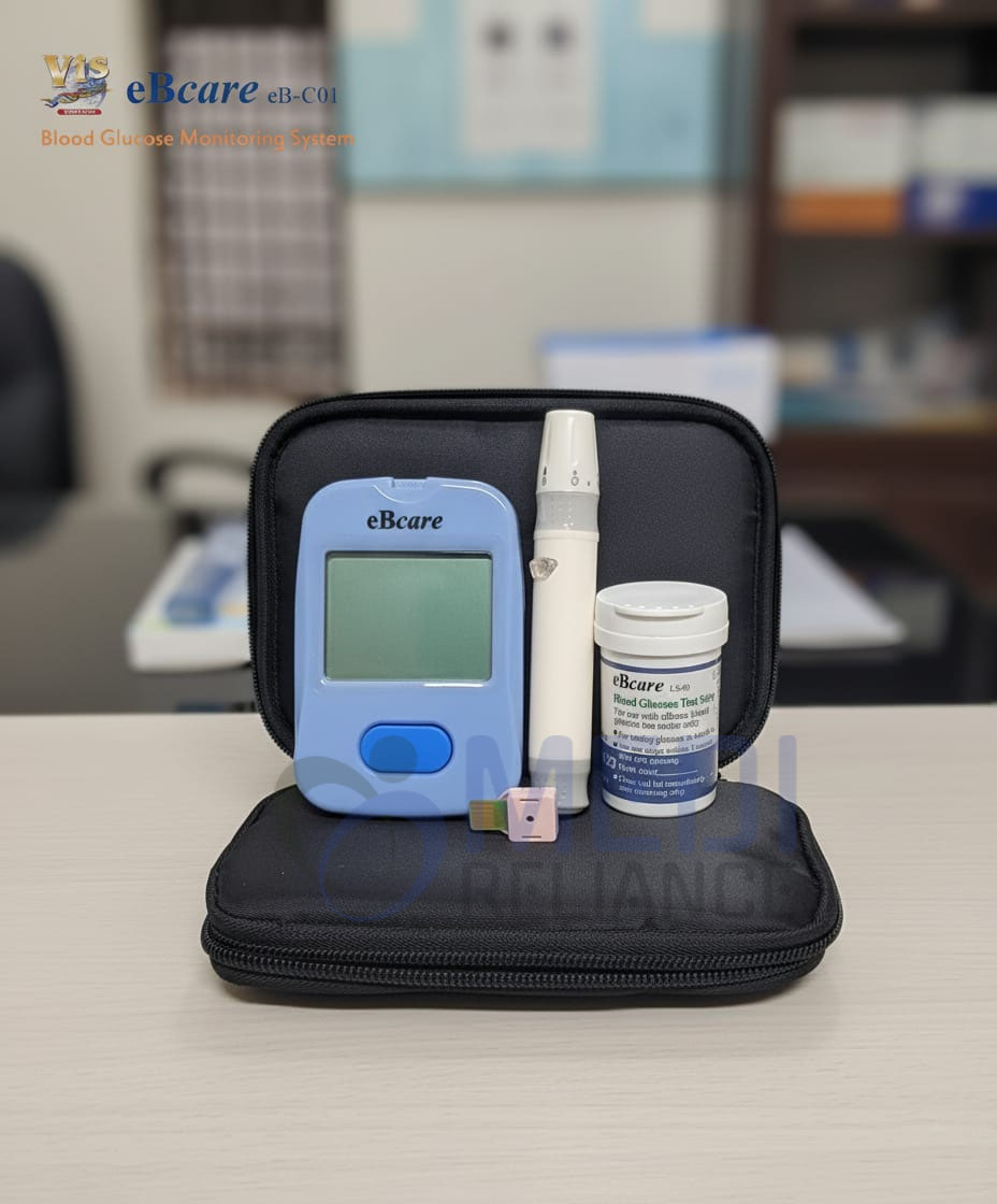 Blood Glucose Monitoring System (eBcare) Model: eB-C01; With 25pcs Strips & Blood Lancet 30G (Life Time Guaranty)